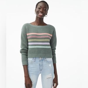 Aeropostale green cropped sweater with colorful stripes Size L